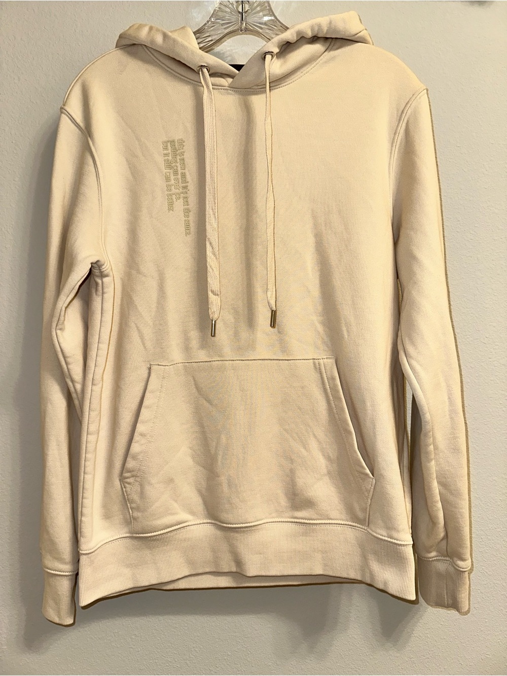 H&M Cream Lady’s Hooded Sweatshirt with Subtle Text size S